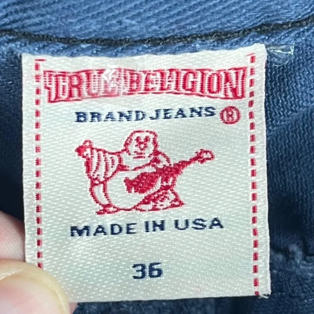 True Religion Ricky Super T Pants Mens 38 Blue Black Contrast Stitch Made in USA